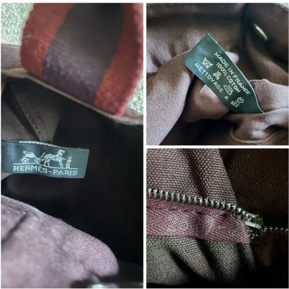 Hermes Tote bag Large back with 3 outer pockets on each side maroon and dark red - Picture 3 of 9